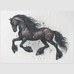 Papier Mousseline Steampunk Friesian Horse aquarelle Découpage