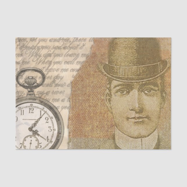 Papier Mousseline Steampunk Gentlemen Pocket Watch Tissu Papier (Recto)