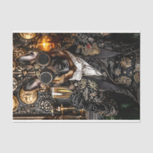 Papier Mousseline Steampunk German Shepherd, Alsacien BT5 Decoupage