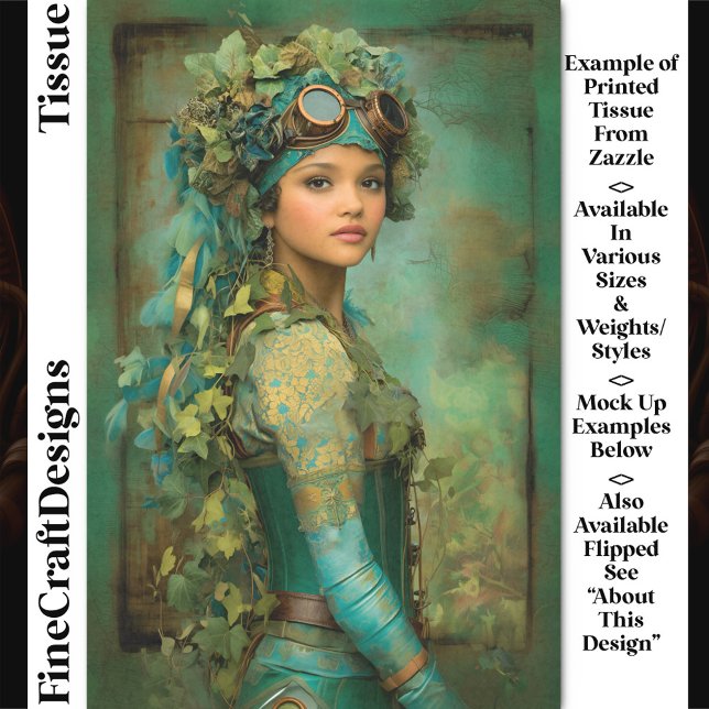 Papier Mousseline Steampunk Girl In Ivy Headdress DK4R Decoupage (Créateur téléchargé)