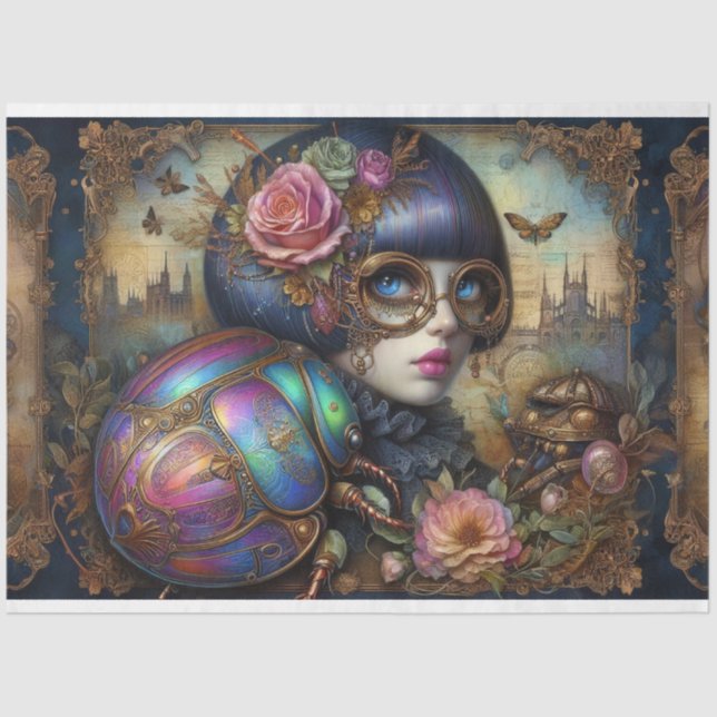 Papier Mousseline Steampunk Gothique Scarab Beetle Découpage (Recto)