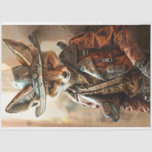 Papier Mousseline Steampunk Gunslinger Fox Decoupage