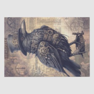 Papier Mousseline Steampunk Halloween Corw Raven