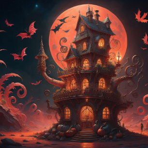 Papier Mousseline Steampunk Halloween Under the Red Moon