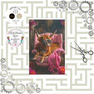 Papier Mousseline Steampunk Highland en Pink Fauteuil Découpage