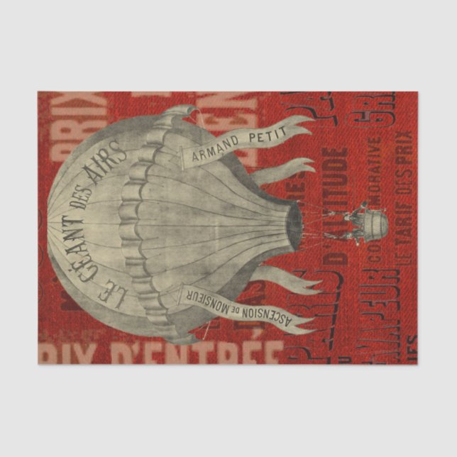 Papier Mousseline Steampunk Hot Air Ballon Ride Polices graphiques (Recto)