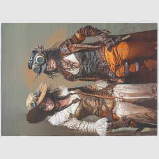 Papier Mousseline Steampunk Ladies Duo Gears and Grooves Decoupage 