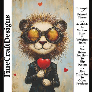 Papier Mousseline Steampunk Lion & Red Heart Balloon AS1 Découpage