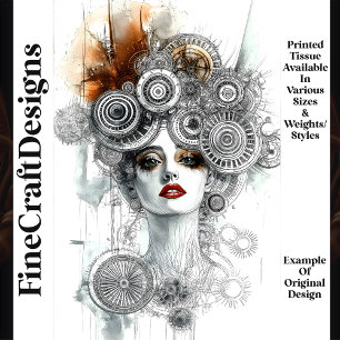 Papier Mousseline Steampunk Mécanique Élégante Femme N1 Découpage