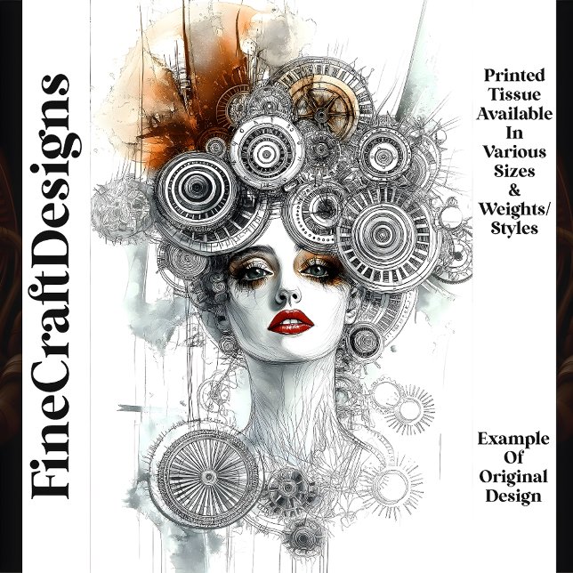Papier Mousseline Steampunk Mécanique Élégante Femme N1 Découpage (Créateur téléchargé)