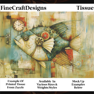 Papier Mousseline Steampunk Méchanique Funky Poisson FM2L Découpage