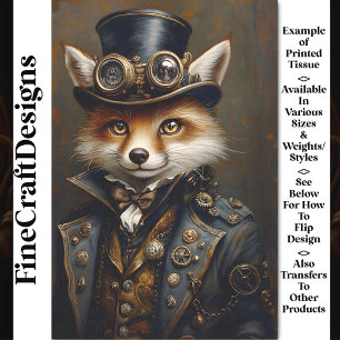 Papier Mousseline Steampunk Mignon Élégant Renard BR7 Découpage