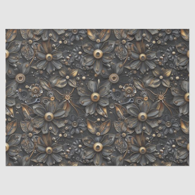Papier Mousseline Steampunk Motif de vigne de fleur métallique pour  (Recto)