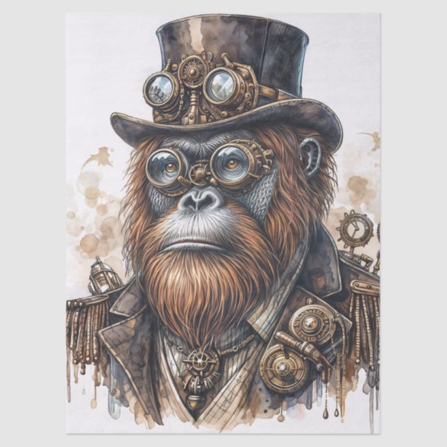 Papier Mousseline Steampunk Orangutan Art (Recto)