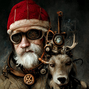 Papier Mousseline Steampunk Père Noël et son meilleur ami