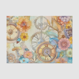 Papier Mousseline Steampunk rose vintage
