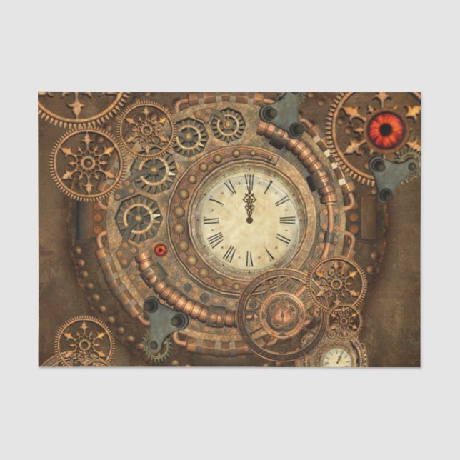Papier Mousseline Steampunk, rouages merveilleux (Recto)
