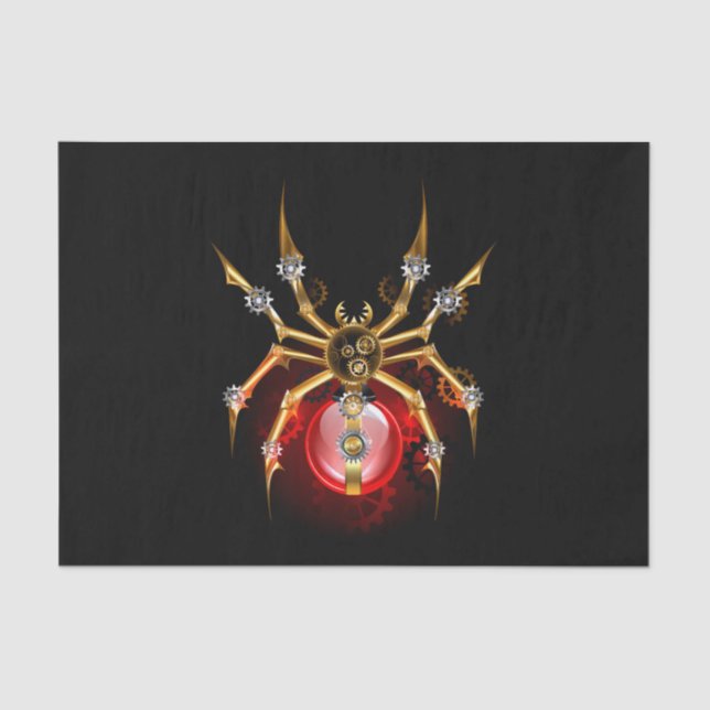 Papier Mousseline Steampunk spider on black (Recto)