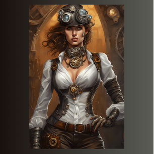 Papier Mousseline Steampunk Wild wild West Woman decoupage v2