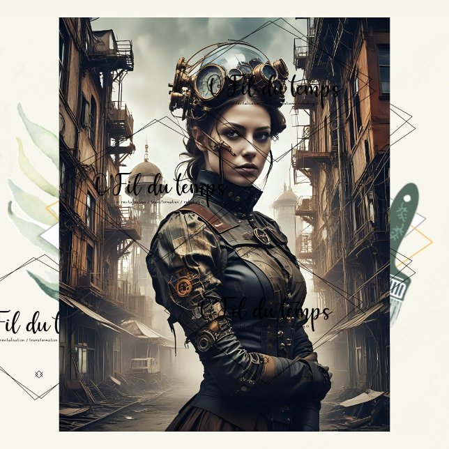 Papier Mousseline Steampunk Woman Decoupage v4 (Créateur téléchargé)