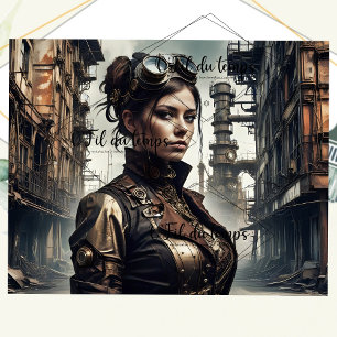 Papier Mousseline Steampunk Woman Decoupage v5
