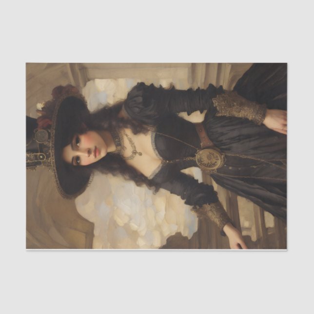 Papier Mousseline Steampunk Woman Portrait Art (Recto)