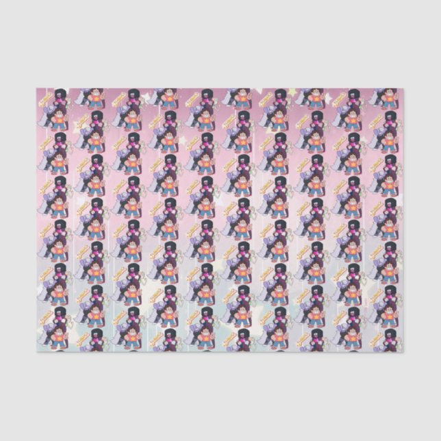 Papier Mousseline Steven Universe | Pose du groupe Crystal Gem (Recto)