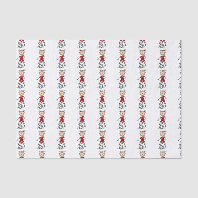 Papier Mousseline Stick Figure Soccer Rouge Uniforme Tissu Papier (Recto)
