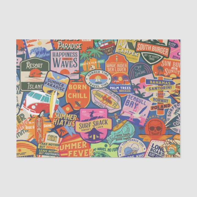 Papier Mousseline Stickers de surf (Recto)