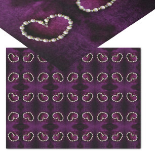 Papier Mousseline Strands Vintages de perles en forme de coeur sur p