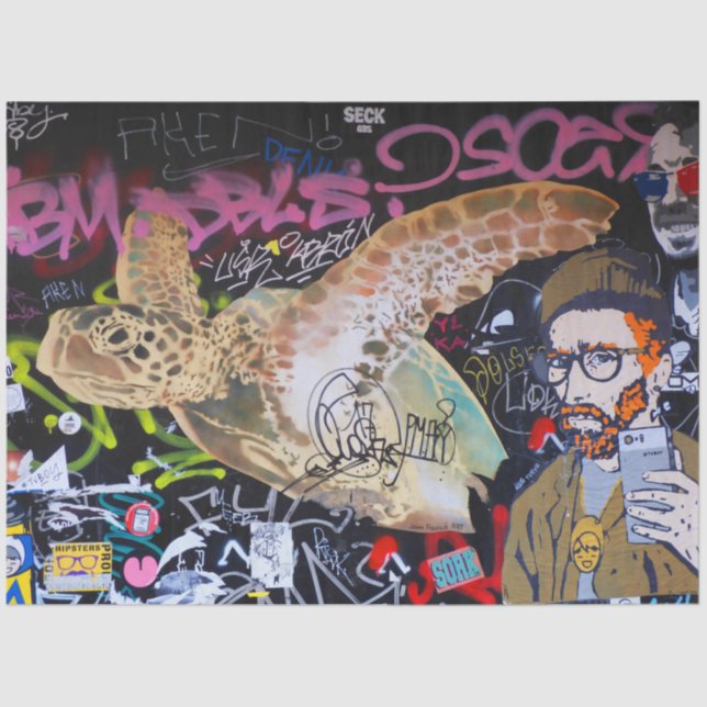 Papier Mousseline Street Art Urban 11 Découpage Papier de tissus (Recto)