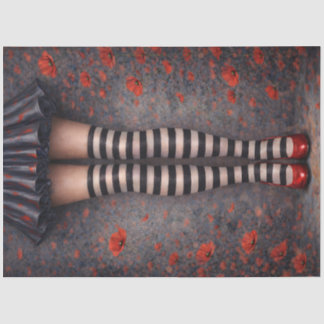 Papier Mousseline Striped Stockings Red Heels Decoupage Paper