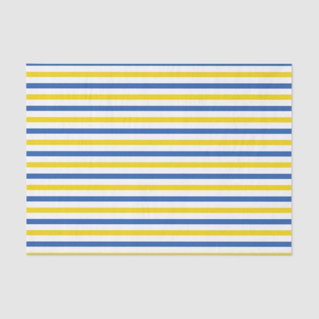 PAPIER MOUSSELINE STRIPES BLANCS JAUNES BLEUS (Recto)