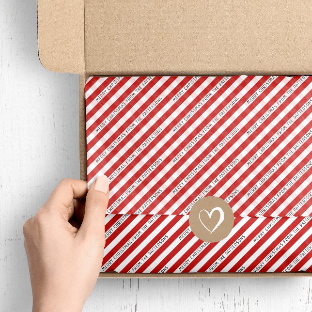 Papier Mousseline Stripes de Noël personnalisées | Couleurs modifiab (Créateur téléchargé)