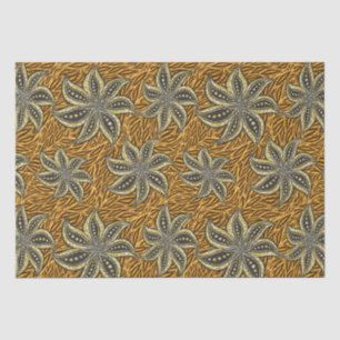 Papier Mousseline Style Batik Floral Abstrait africain