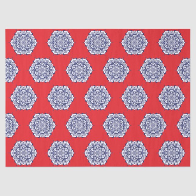 Papier Mousseline Style Chine bleue avec des créatures (Recto)