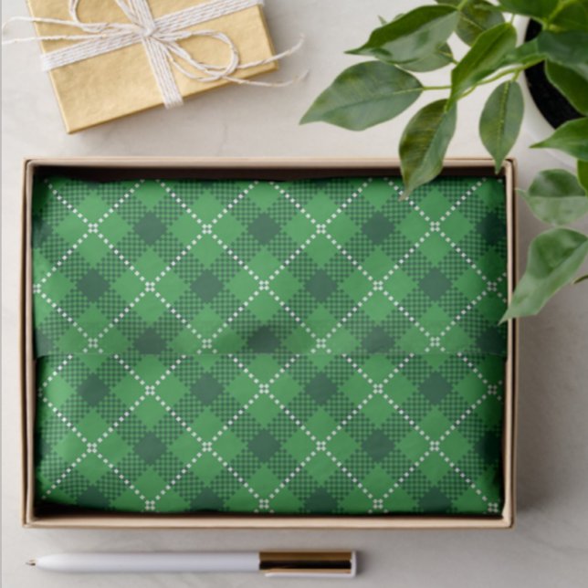 Papier Mousseline Style écossais Vert Blanc Plaid (Coordinating plaids for gifting or crafting!)