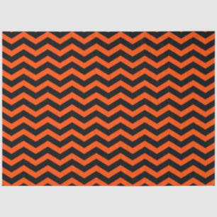 Papier Mousseline Style Halloween   Orange Black Chevron