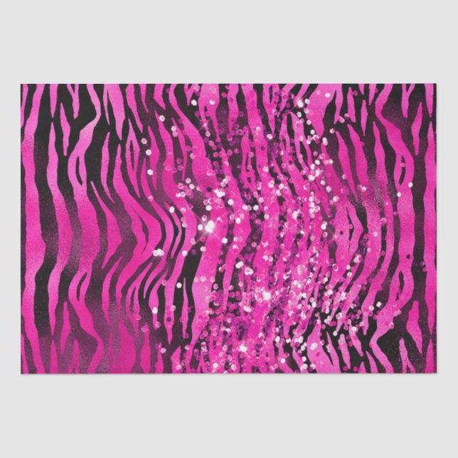 Papier Mousseline Style Magenta Rose & Parties scintillant noire Tig (Recto)