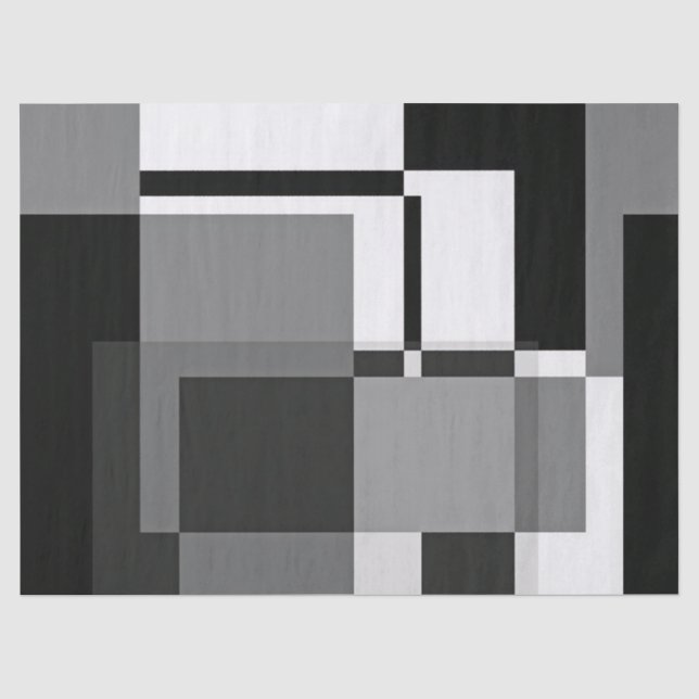 Papier Mousseline Style Mondrian noir et blanc Abstrait Géométrique (Recto)
