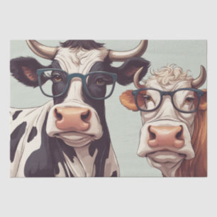 Papier Mousseline Style Moo-tiful : Vache en Casquette et lunettes D