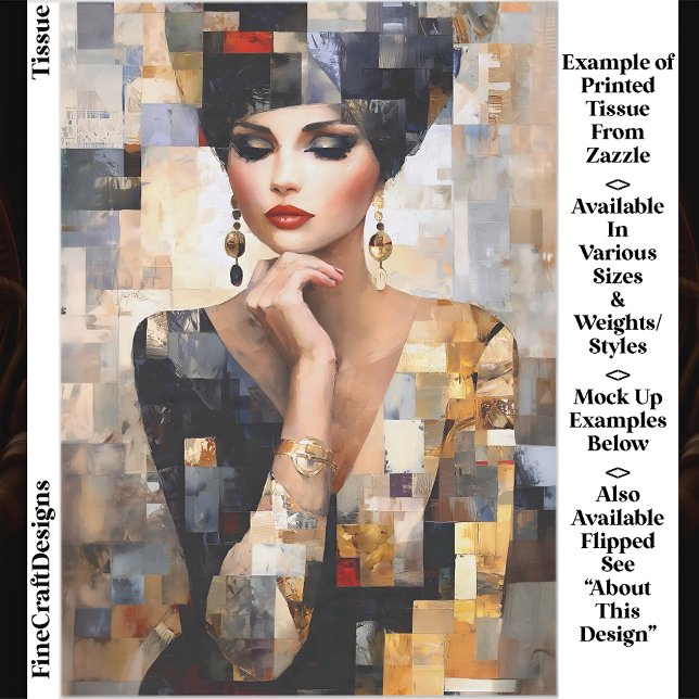 Papier Mousseline Style mosaïque Art de femme glamour EB7L Découpage (Créateur téléchargé)