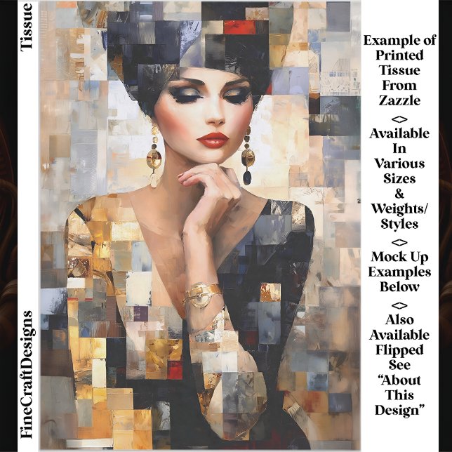 Papier Mousseline Style mosaïque Art de femme glamour EB7R Découpage (Créateur téléchargé)