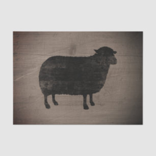 Papier Mousseline Style rustique de silhouette de moutons noirs