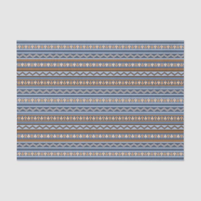 Papier Mousseline Style sud-ouest bleu et Motif géométrique Brown (Recto)