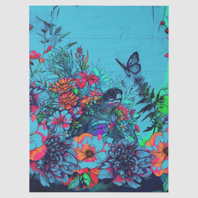 Papier Mousseline Style urbain unique Art de rue floral tortue de me (Recto)