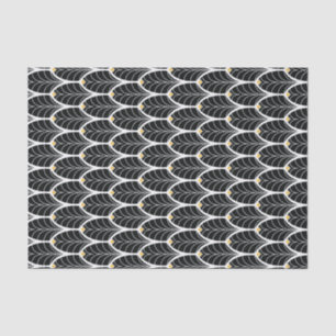 Papier Mousseline Style Vintage Art Déco Palmetto Noir des années 19