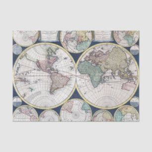 Papier Mousseline Style Vintage Plusieurs Globes Colorées