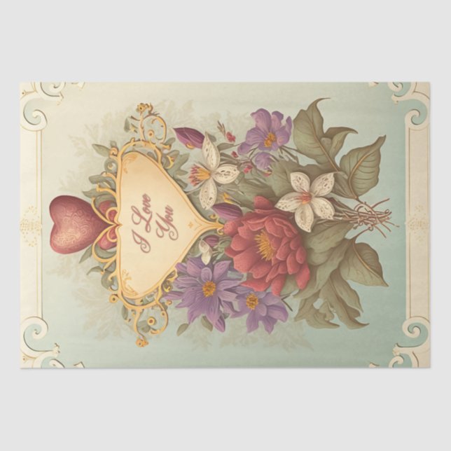 Papier Mousseline Style vintage Saint Valentin (Recto)