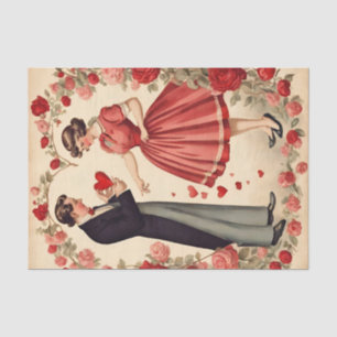 Papier Mousseline Style vintage Saint Valentin Homme Femme Coeur
